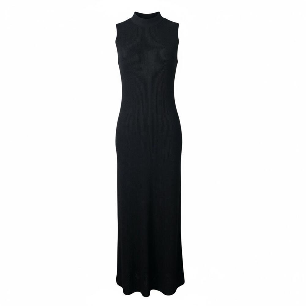 The Row Bowen Sleeveless Midi Dress SS19 size XS Black Silk & Cotton Knit